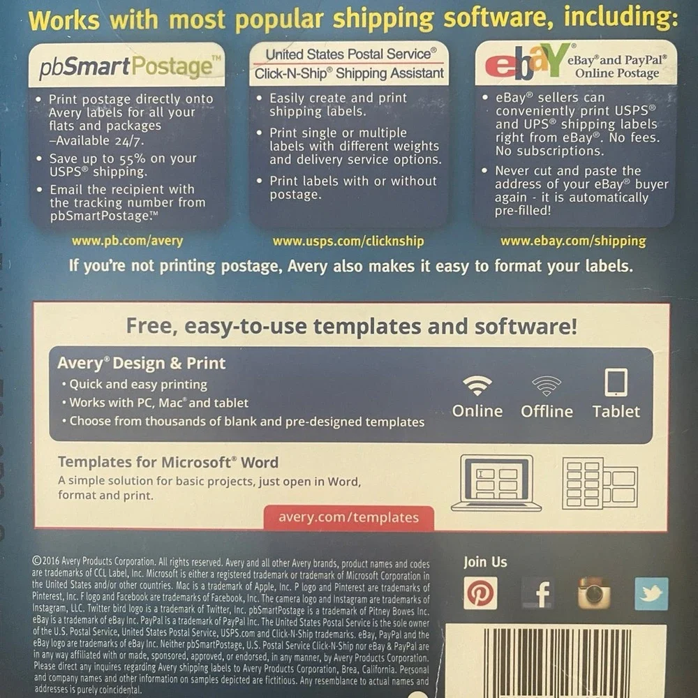 Avery Shipping Labels with Reciepts 27901 New